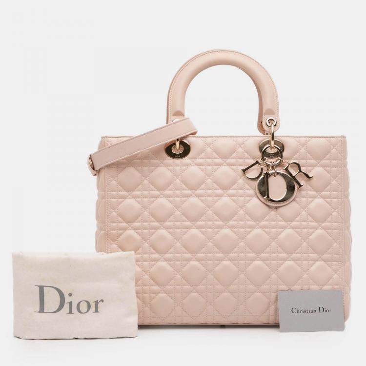 Pre Owned Dior Pink Large Lambskin Cannage Lady Dior