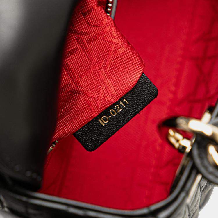 Pre Owned Dior Black Mini Lambskin Cannage Lady Dior