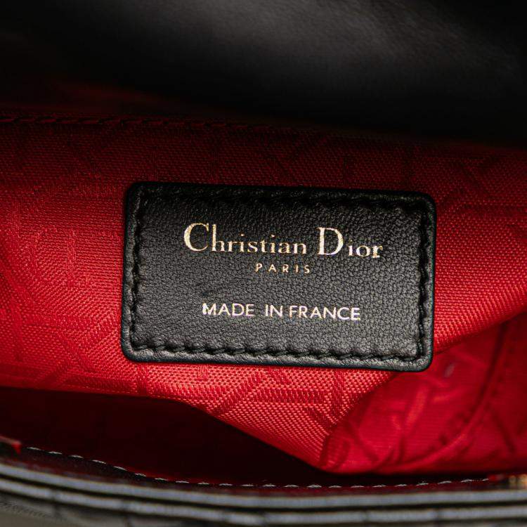 Pre Owned Dior Black Mini Lambskin Cannage Lady Dior