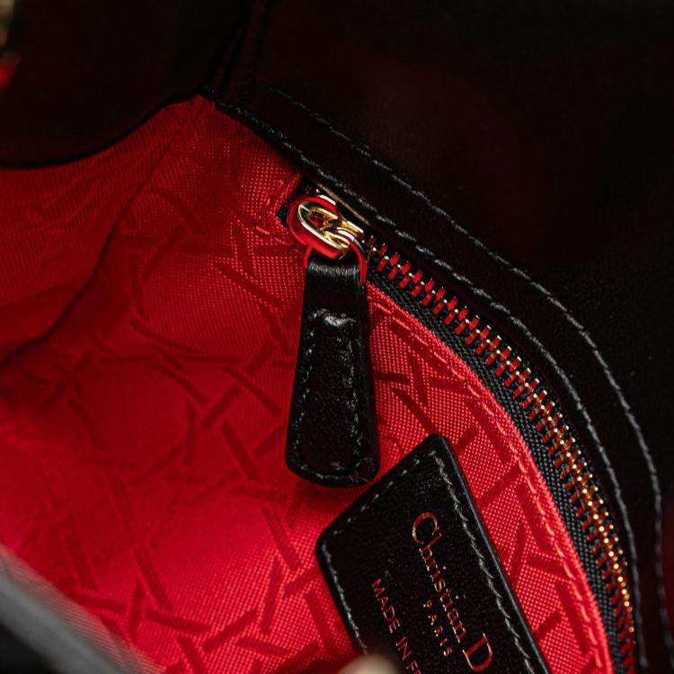 Pre Owned Dior Black Mini Lambskin Cannage Lady Dior