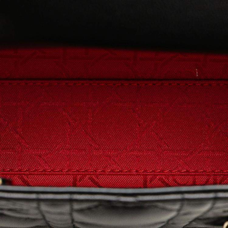 Pre Owned Dior Black Mini Lambskin Cannage Lady Dior