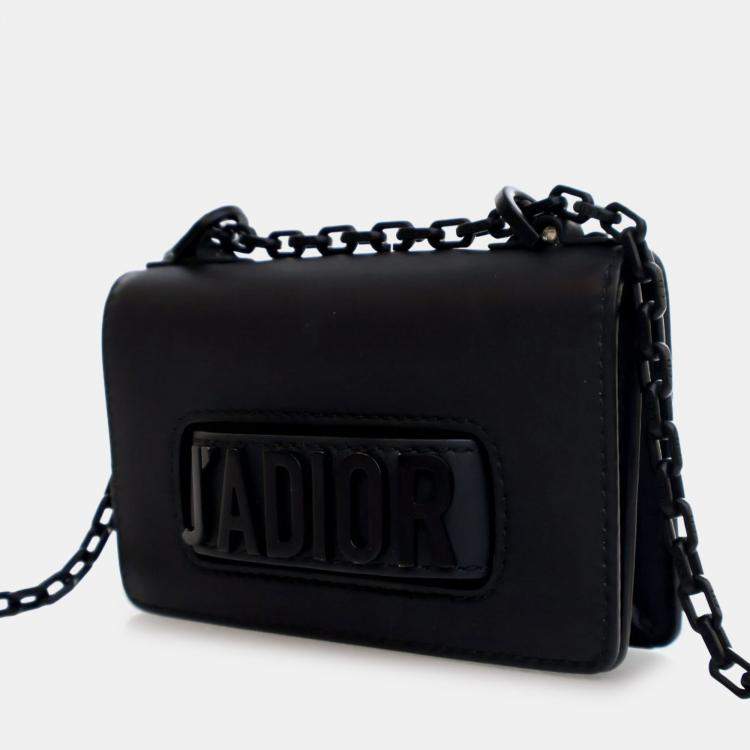 Pre Owned Dior Black Mini Ultra Matte Calfskin J'Adior Chain Flap