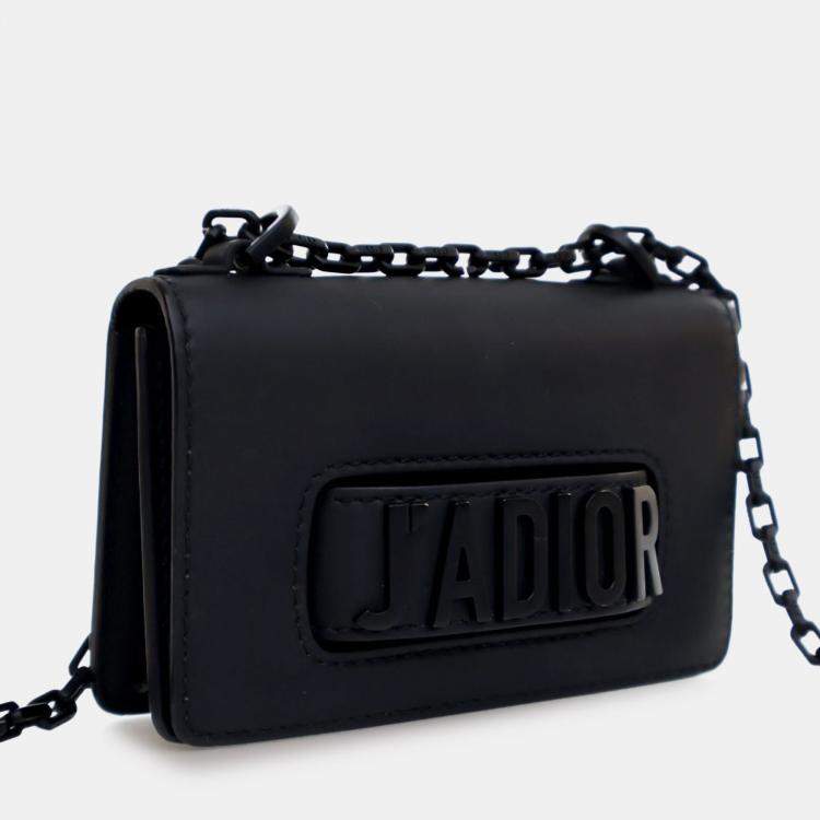 Pre Owned Dior Black Mini Ultra Matte Calfskin J'Adior Chain Flap
