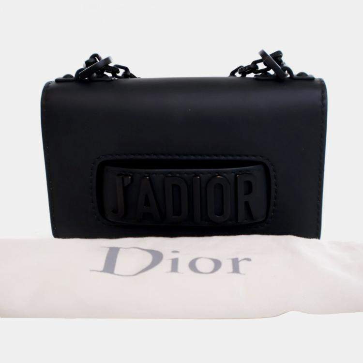 Pre Owned Dior Black Mini Ultra Matte Calfskin J'Adior Chain Flap
