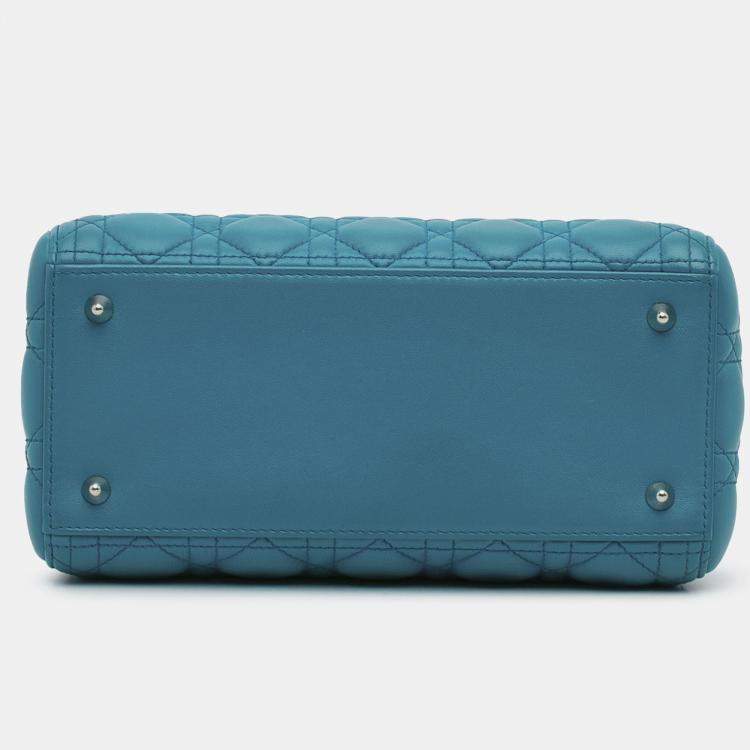 Pre Owned Dior Blue Medium Lambskin Cannage Lady Dior