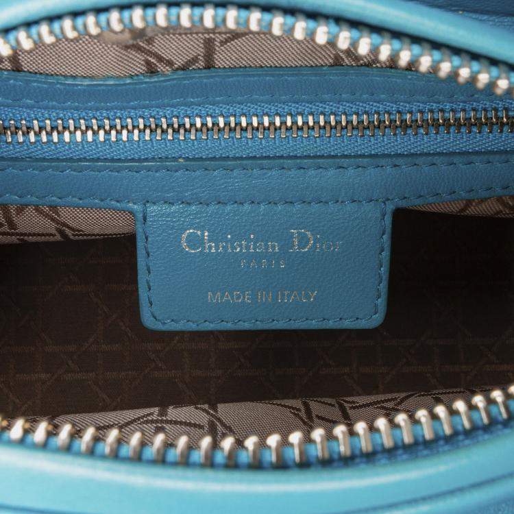 Pre Owned Dior Blue Medium Lambskin Cannage Lady Dior