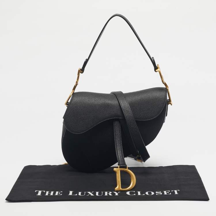 Pre Owned Dior Black Leather Saddle Bag