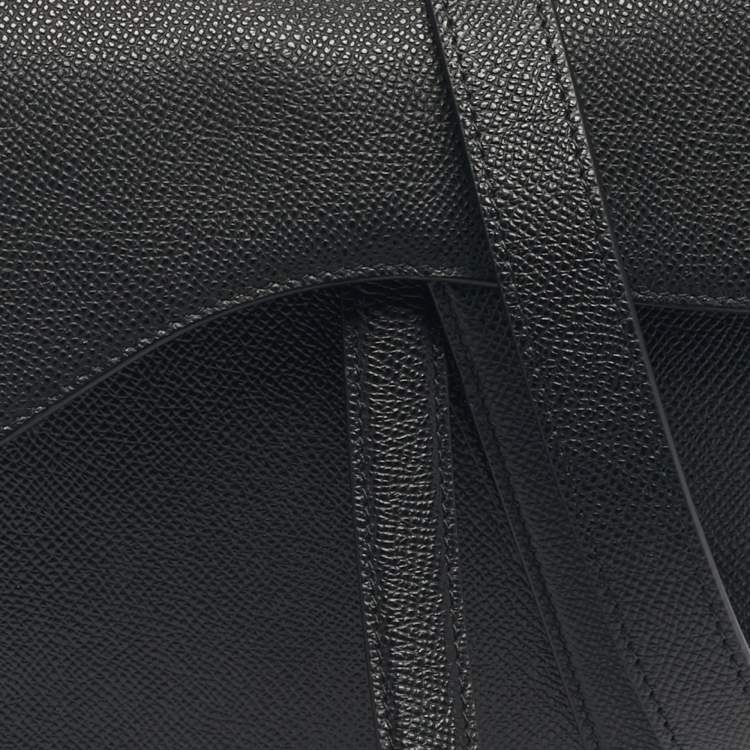 Pre Owned Dior Black Leather Saddle Bag