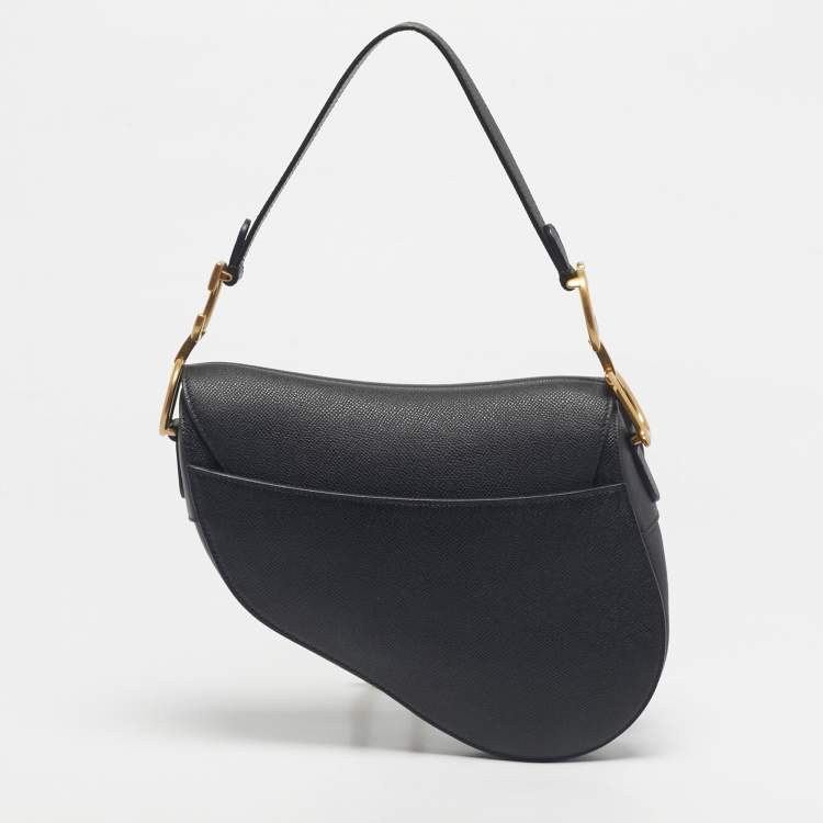 Pre Owned Dior Black Leather Saddle Bag