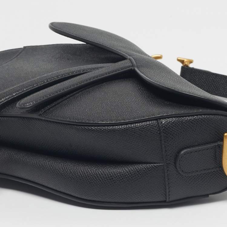 Pre Owned Dior Black Leather Saddle Bag