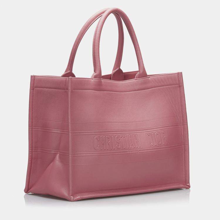 Pre Owned Dior Pink Medium Embossed Book Tote