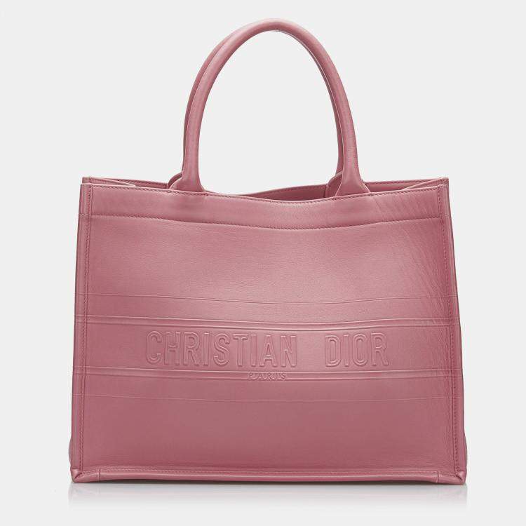 Pre Owned Dior Pink Medium Embossed Book Tote