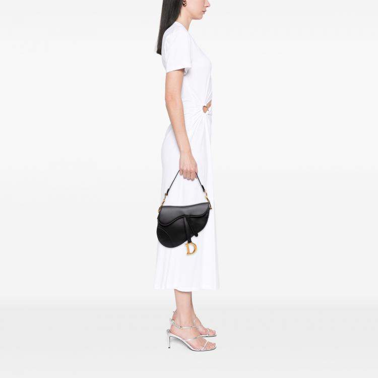 Pre Owned Dior Black Smooth Calfskin Saddle Bag
