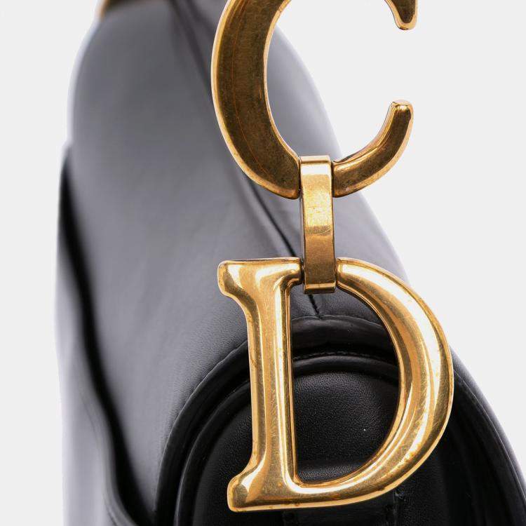 Pre Owned Dior Black Smooth Calfskin Saddle Bag