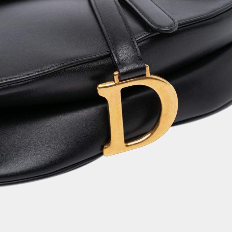Pre Owned Dior Black Smooth Calfskin Saddle Bag