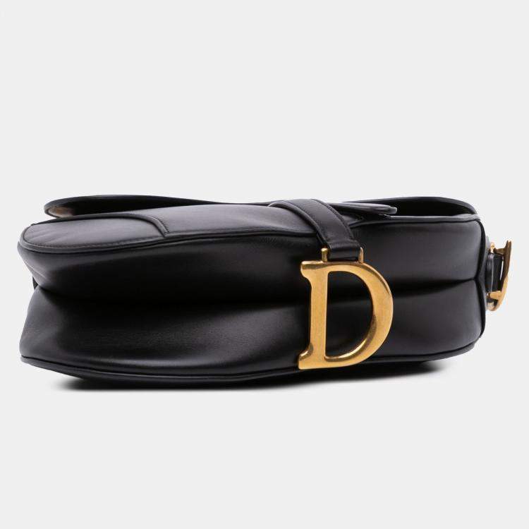 Pre Owned Dior Black Smooth Calfskin Saddle Bag