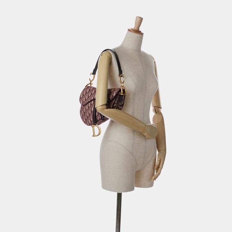 Pre Owned Dior Red Oblique Canvas Saddle Bag