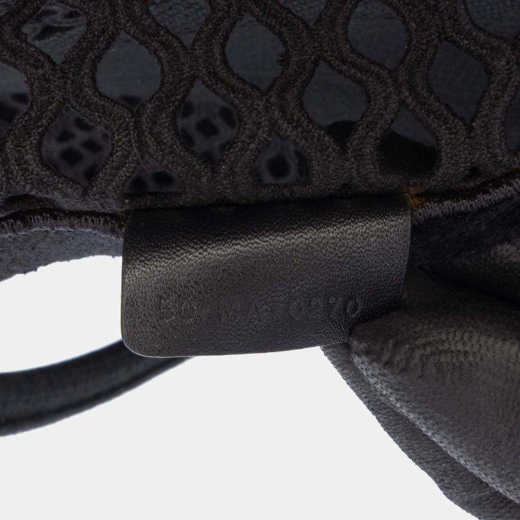 Pre Owned Dior Black Large Embroidered Mesh Book Tote