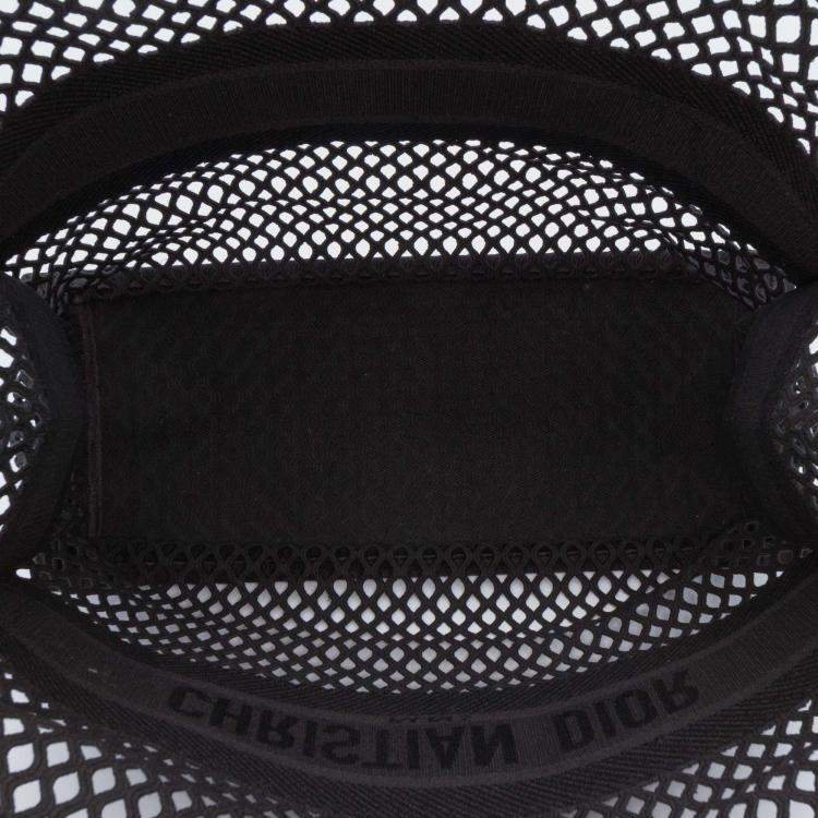 Pre Owned Dior Black Large Embroidered Mesh Book Tote