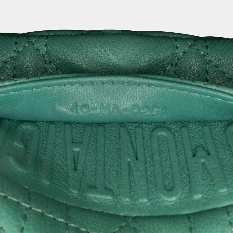 Pre Owned Dior Green Micro Calfskin Cannage Supple Caro Bag