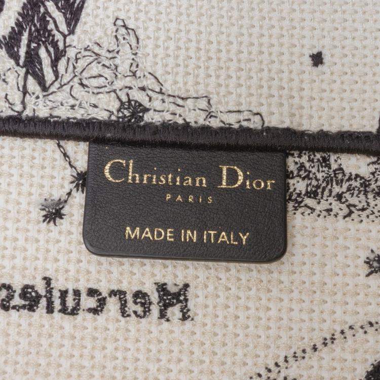 Pre Owned Dior White Large Canvas Embroidered Zodiac Toile De Jouy Book Tote
