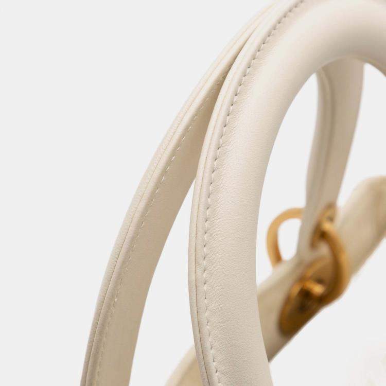 Pre Owned Dior Beige/Gold Medium Calfskin Embroidered Astrology Lady Dior