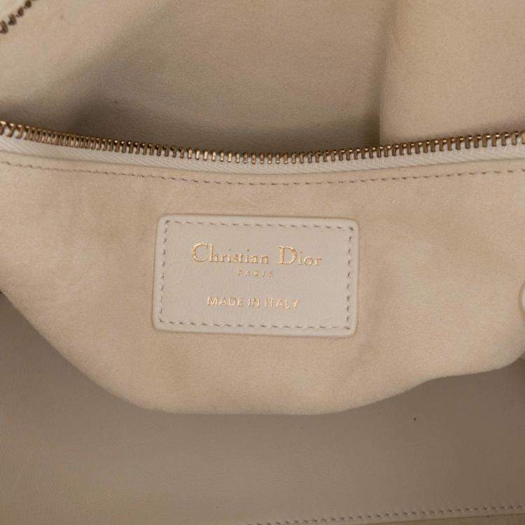 Pre Owned Dior Beige/Gold Medium Calfskin Embroidered Astrology Lady Dior