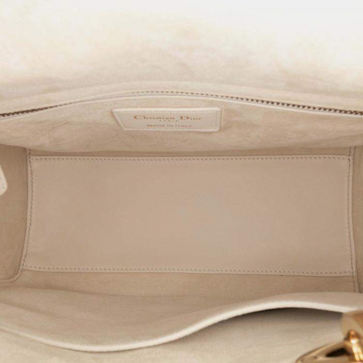 Pre Owned Dior Beige/Gold Medium Calfskin Embroidered Astrology Lady Dior