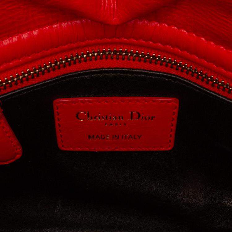 Pre Owned Dior Red Mini Calfskin Sequin Embellished Lady Dior