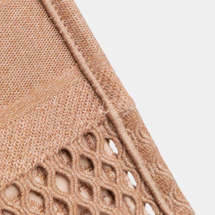 Pre Owned Dior Brown Medium Embroidered Mesh Book Tote
