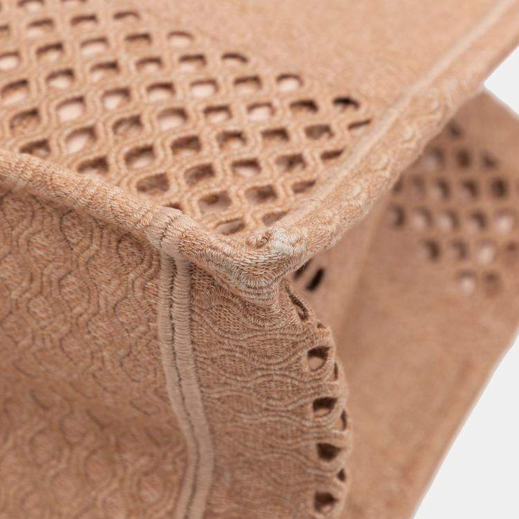 Pre Owned Dior Brown Medium Embroidered Mesh Book Tote