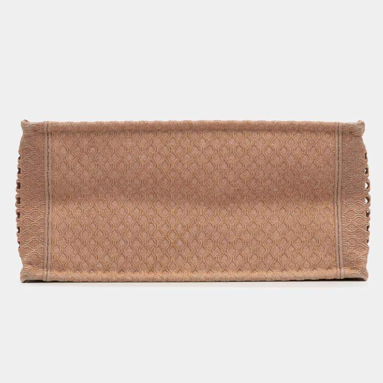 Pre Owned Dior Brown Medium Embroidered Mesh Book Tote