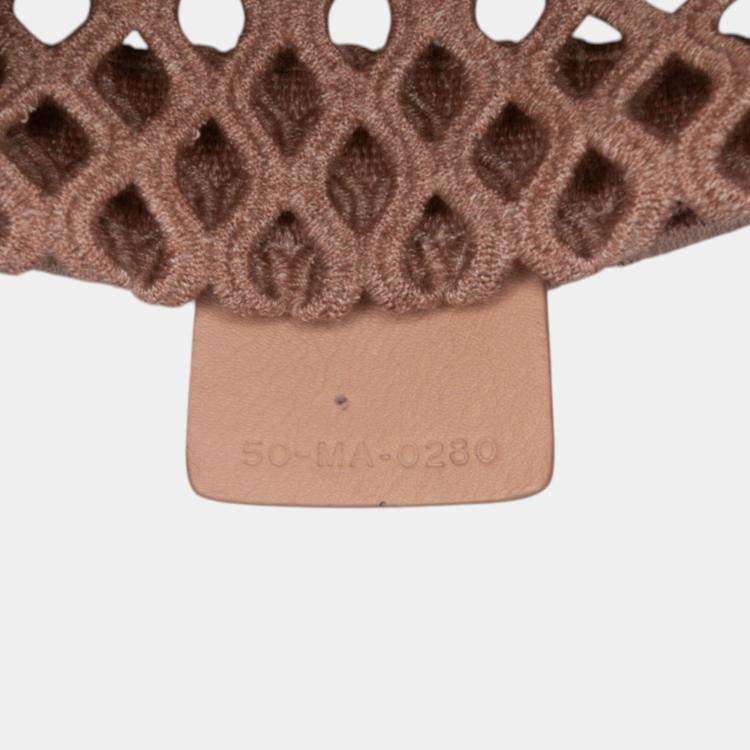 Pre Owned Dior Brown Medium Embroidered Mesh Book Tote
