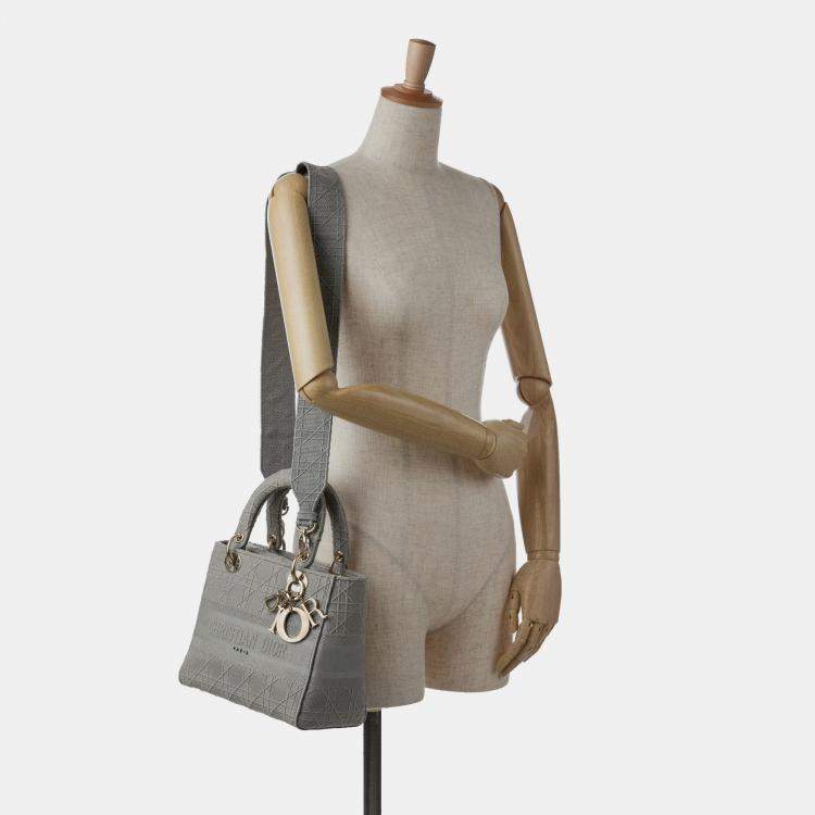 مملوكة مسبقًا Dior Grey Medium Canvas Cannage Lady D Lite