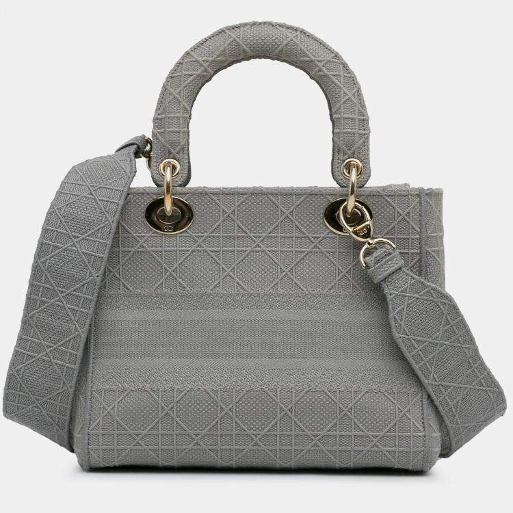 مملوكة مسبقًا Dior Grey Medium Canvas Cannage Lady D Lite