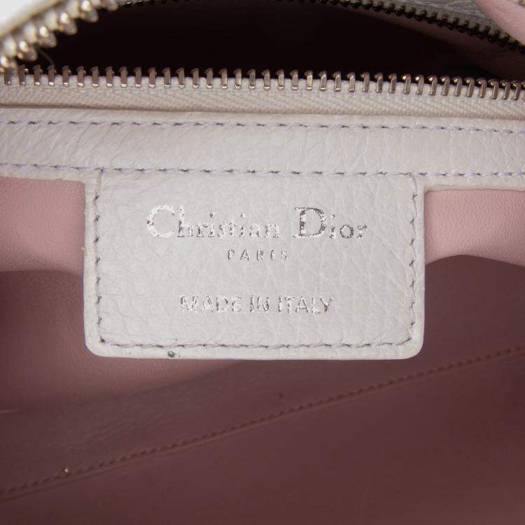 Pre Owned Dior White Medium Deerskin Floral Printed Lady Dior