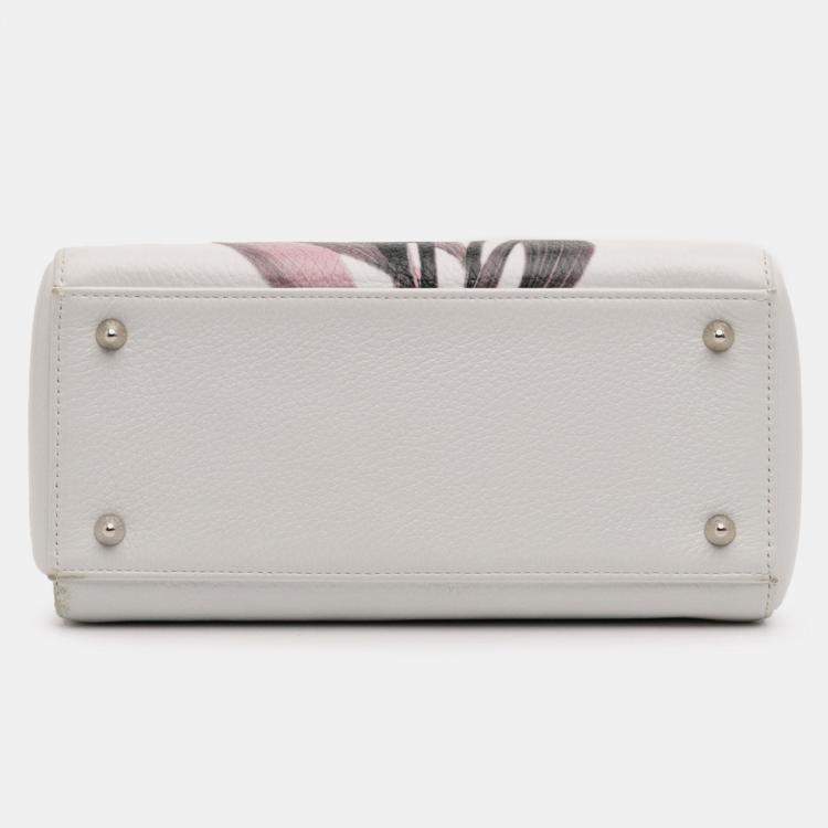 Pre Owned Dior White Medium Deerskin Floral Printed Lady Dior