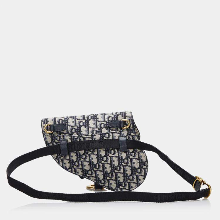 Pre Owned Dior Oblique Canvas Saddle Belt Bag
