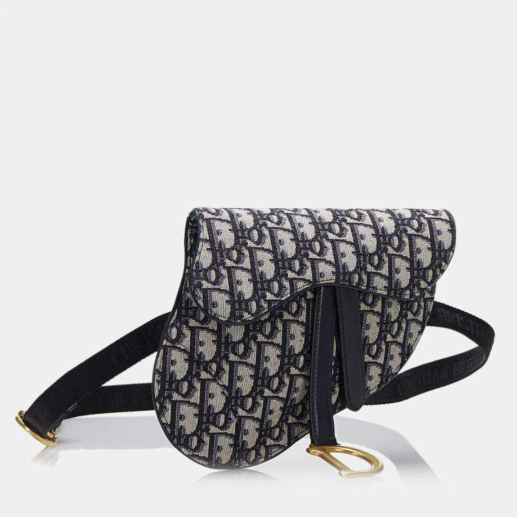 Pre Owned Dior Oblique Canvas Saddle Belt Bag