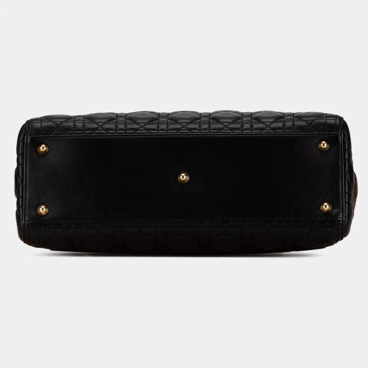 Pre Owned Dior Black Large Lambskin Cannage Lady Dior