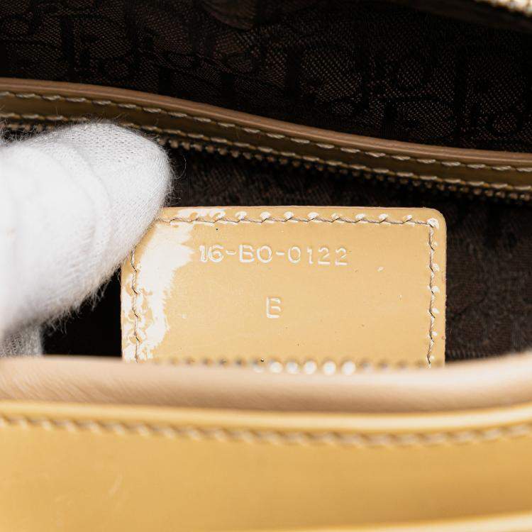 Pre Owned Dior Beige Brown Large Patent Cannage Lady Dior