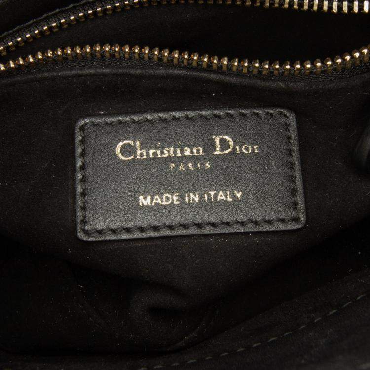 Pre Owned Dior Black Mini Calfskin Embroidered Lady Dior