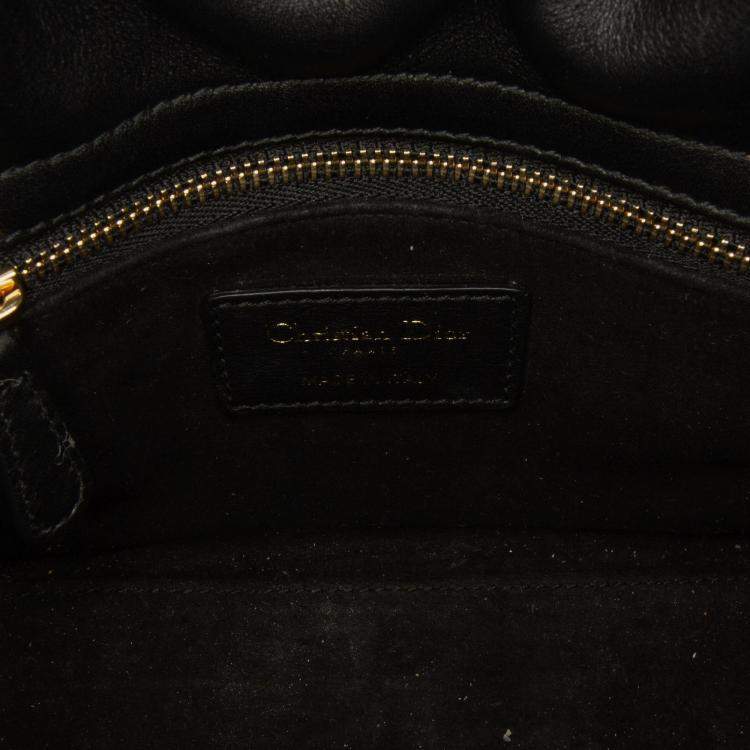 Pre Owned Dior Black Mini Calfskin Embroidered Lady Dior