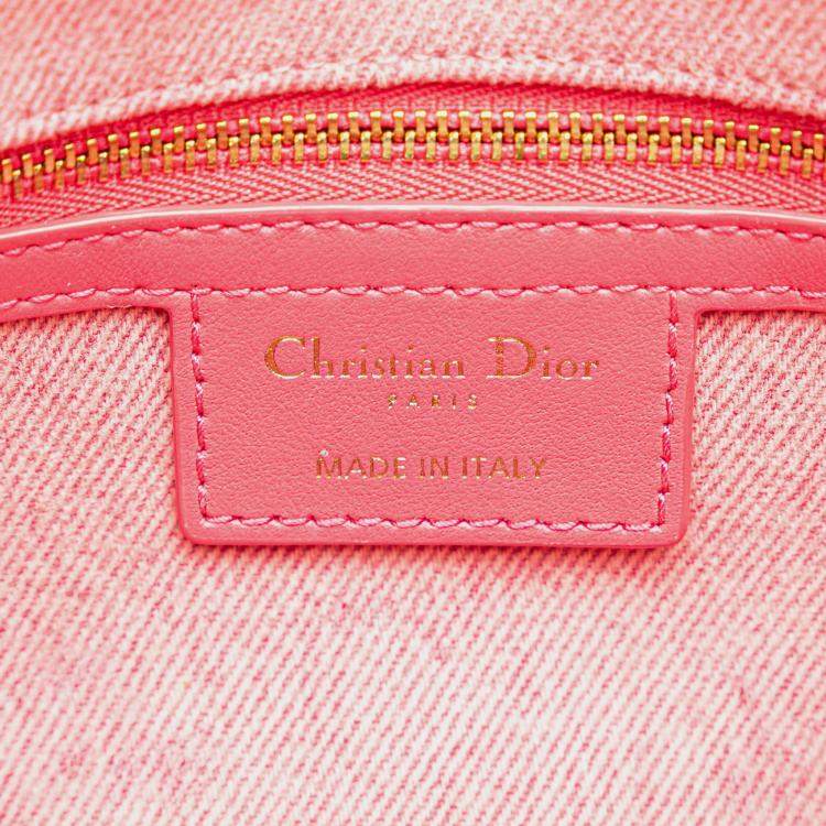 Pre Owned Dior Pink Medium Denim Macrocannage Caro Bag