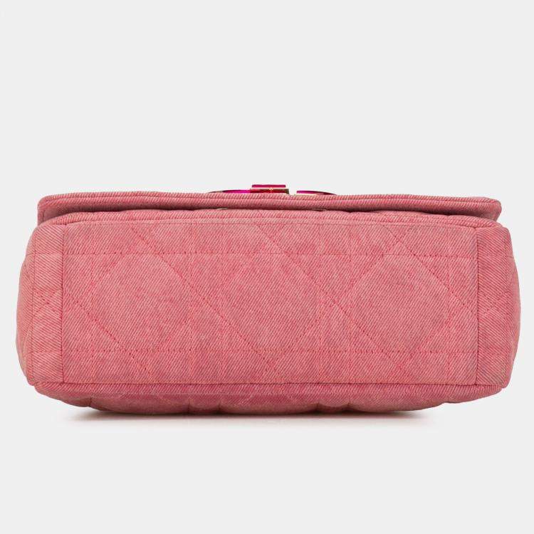 Pre Owned Dior Pink Medium Denim Macrocannage Caro Bag