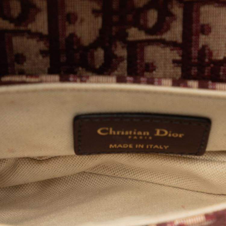 Pre Owned Dior Red Mini Oblique Canvas Saddle Bag