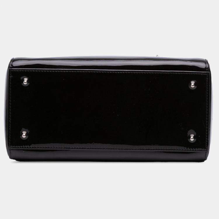 Pre Owned Dior Black Medium Patent Lady Dior