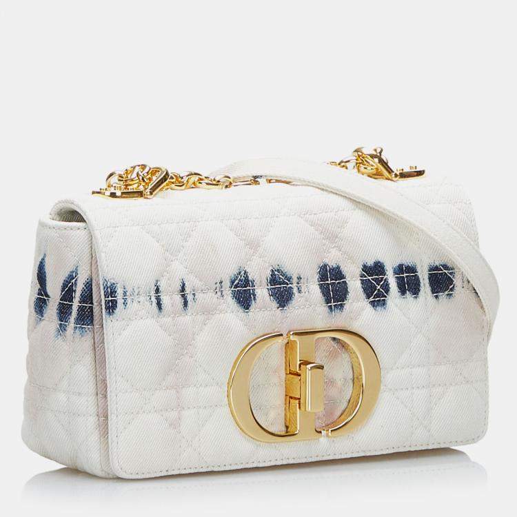 Pre Owned Dior White Small Tie Dye Denim Caro