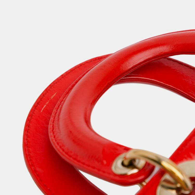 مملوكة مسبقًا Dior Red Mini Calfskin Sequin Embellished Lady Dior