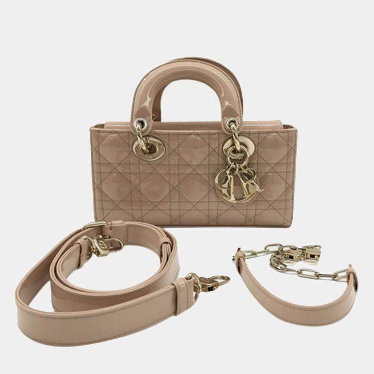 Pre Owned Dior Brown Small Patent Cannage Lady D-Joy